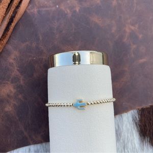 14kt gold filled beaded blue cactus bracelet